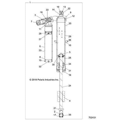 Polaris RZR Shock, Rear, Right, Genuine OEM Part 7045189, Qty 1