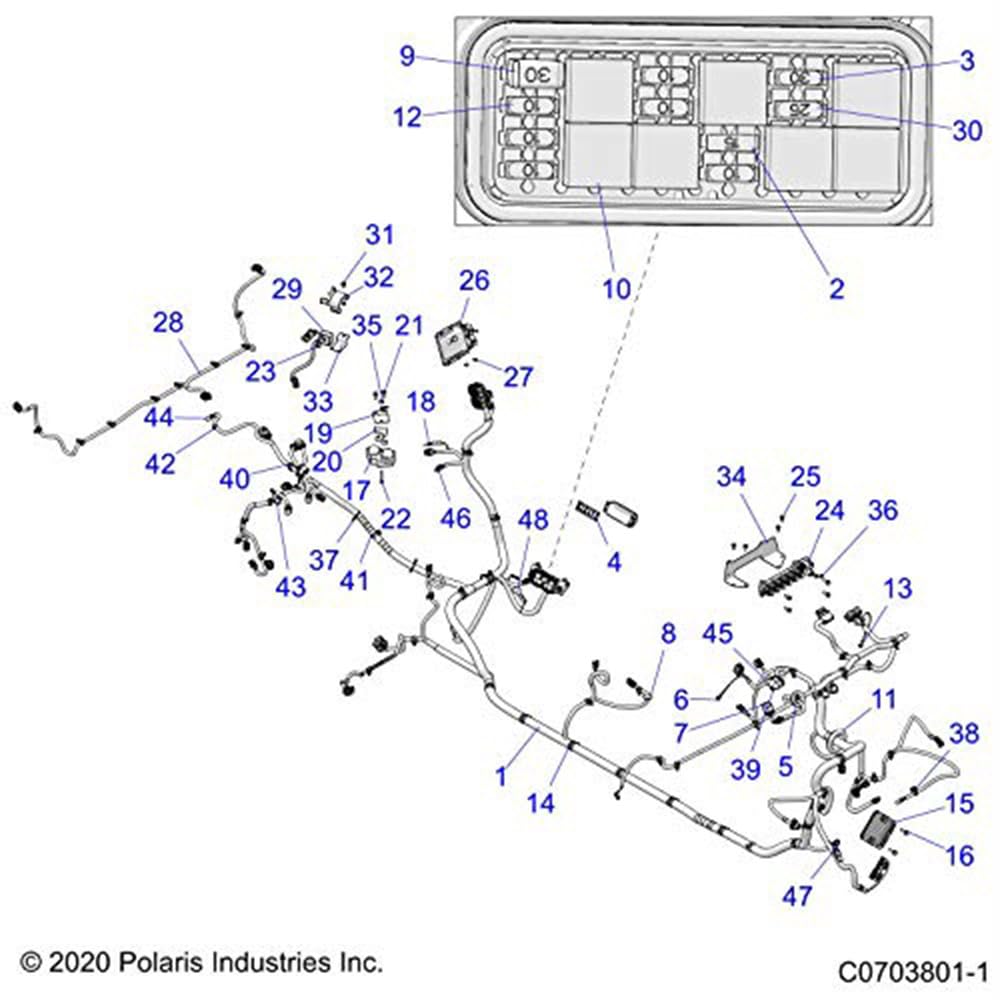 Polaris Ranger Chassis Harness, Crew, Genuine OEM Part 2414815, Qty 1
