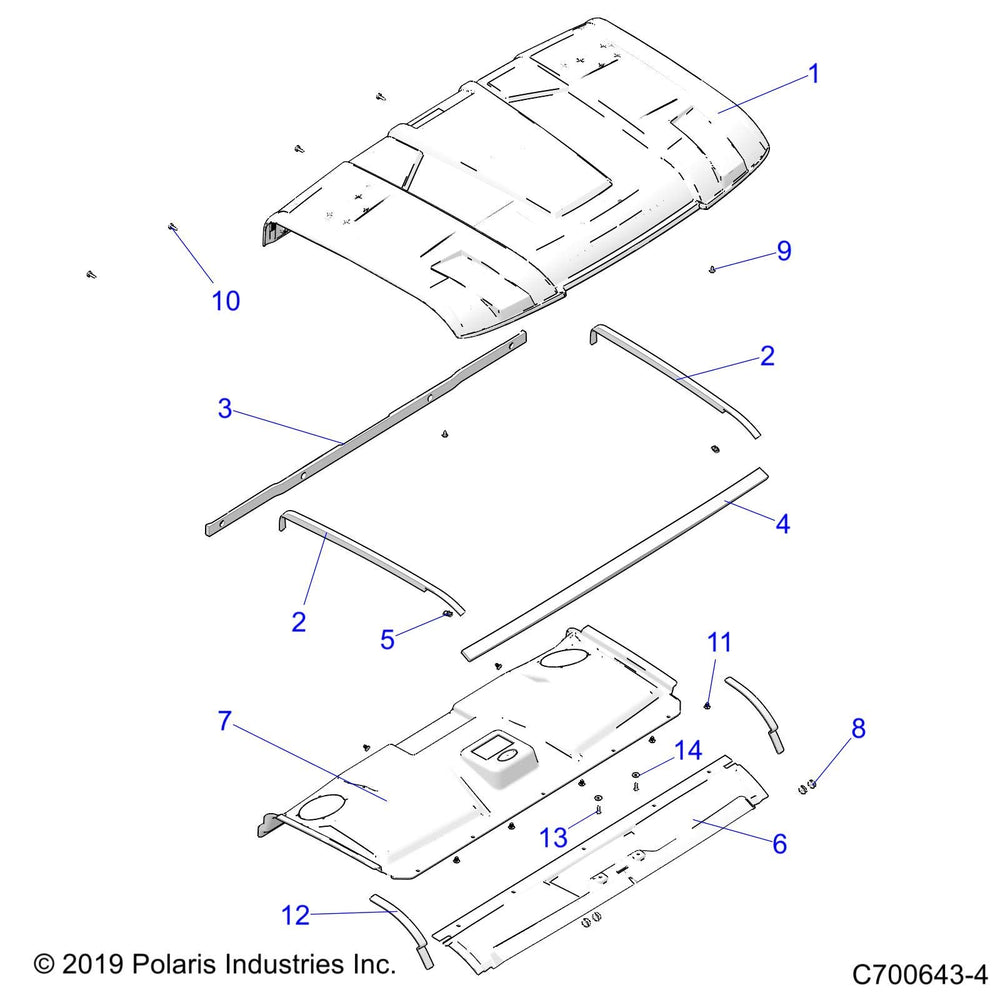 
                      
                        Polaris Ranger Roof Liner, Rear, Genuine OEM Part 5814647, Qty 1
                      
                    