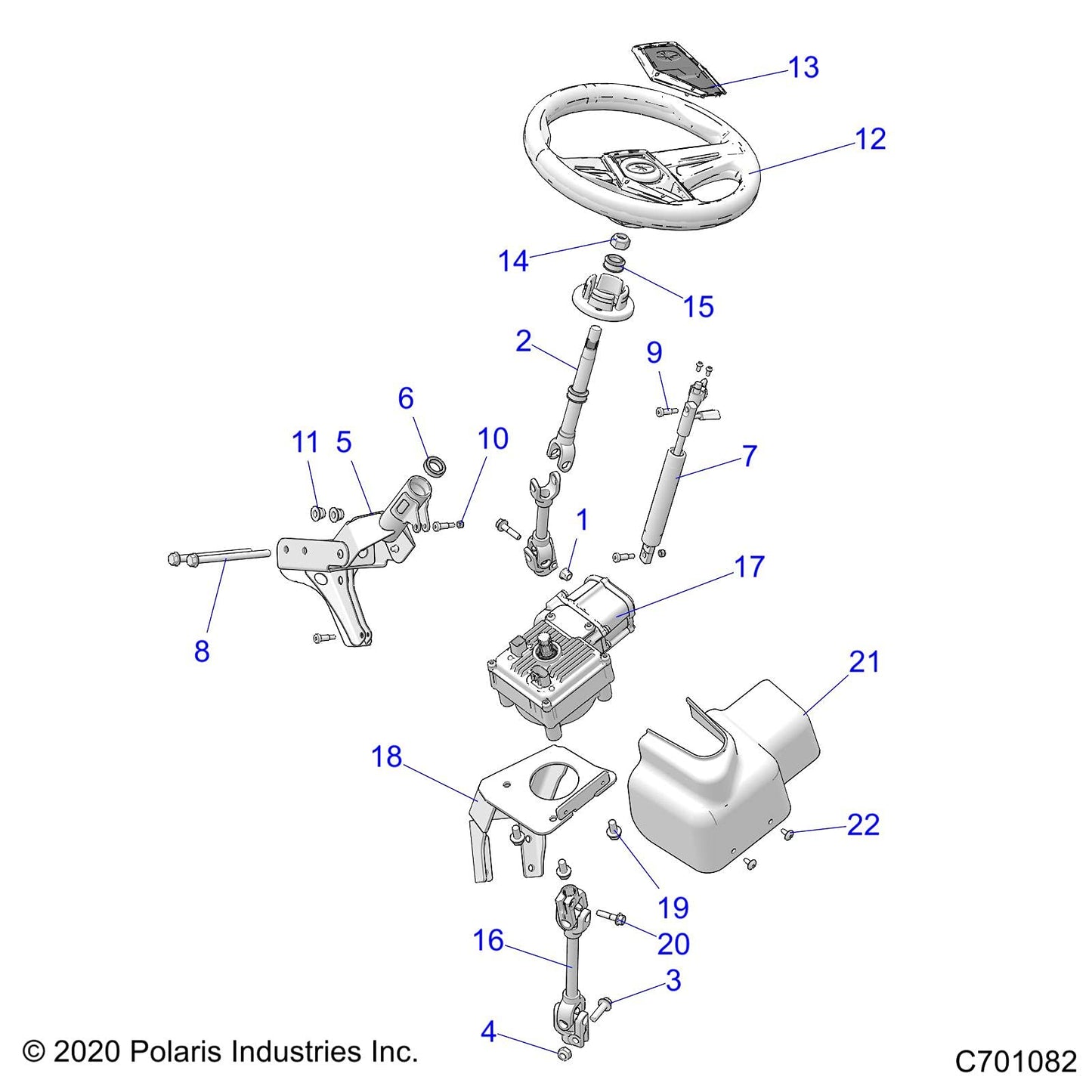 Polaris RZR EPS Steering Shaft, Lower, Genuine OEM Part 1824012, Qty 1