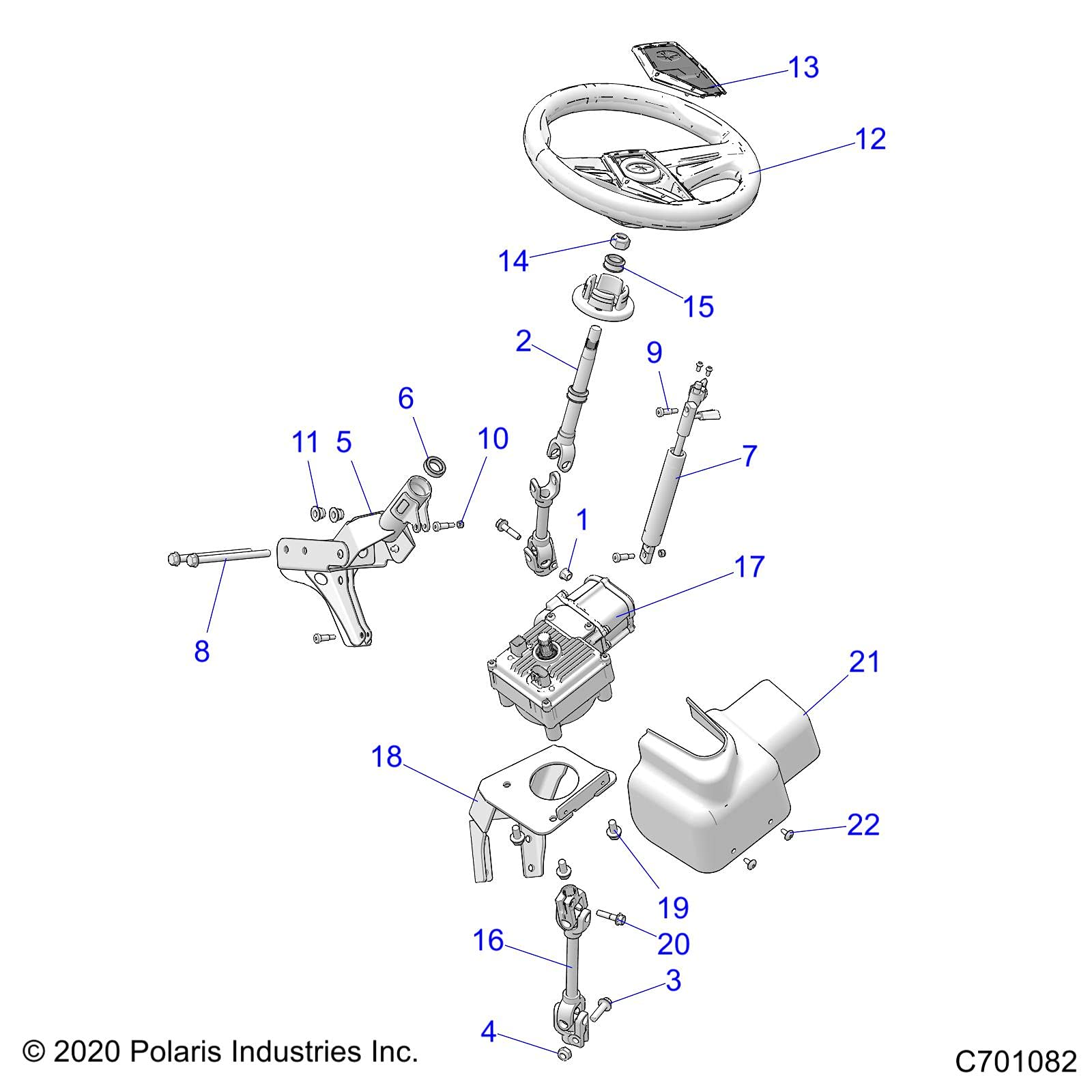 Polaris RZR EPS Steering Shaft, Lower, Genuine OEM Part 1824012, Qty 1