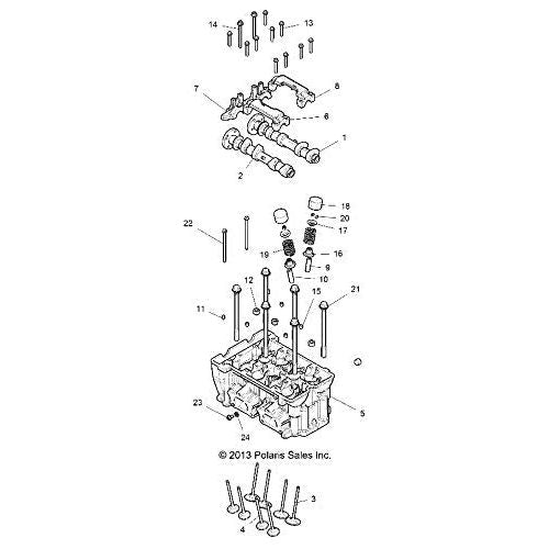 Polaris RZR Exhaust Camshaft Assembly, Genuine OEM Part 1204786, Qty 1