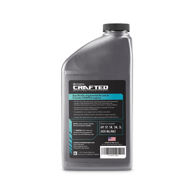 
                      
                        CFMOTO 0W-40 Full Synthetic Engine Oil, 1 Quart - CF-852021-00806
                      
                    