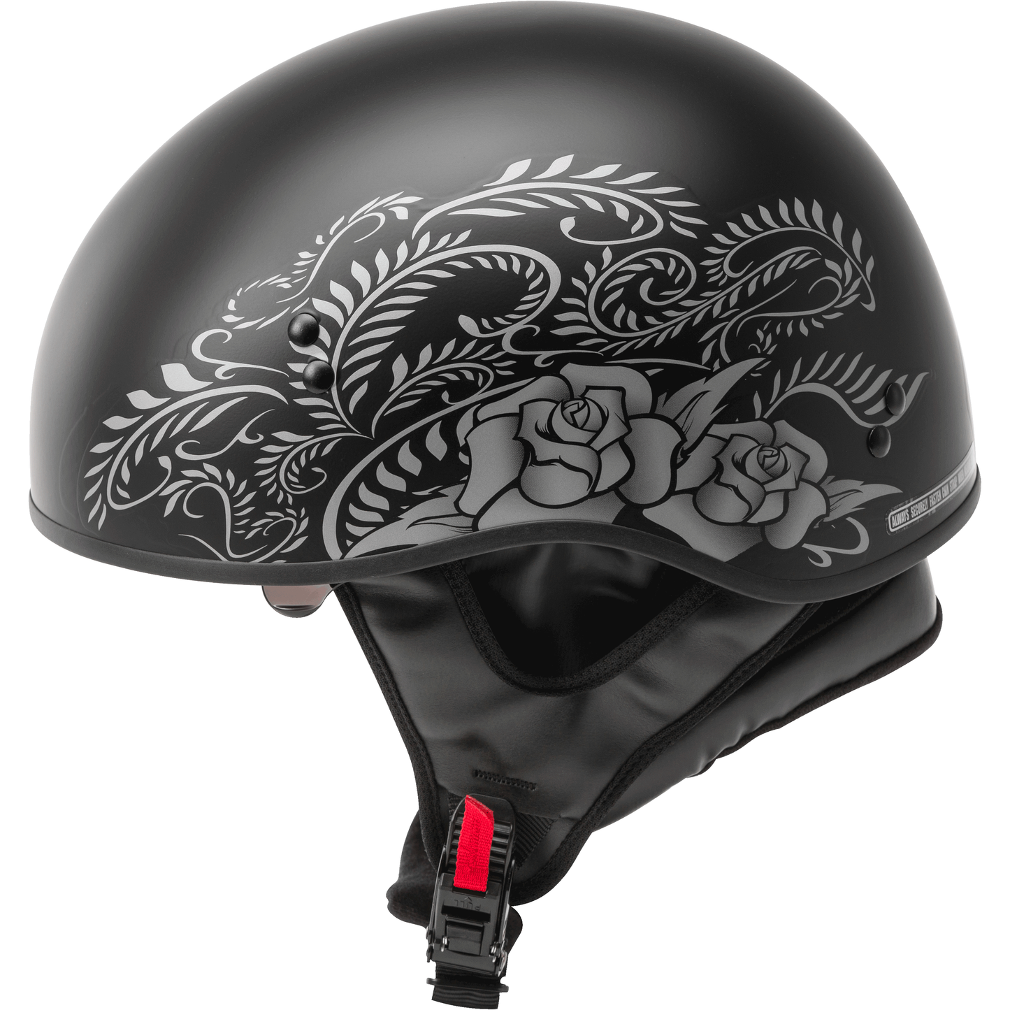 Hh 65 Half Helmet Rose Naked Matte Black/Silver Lg