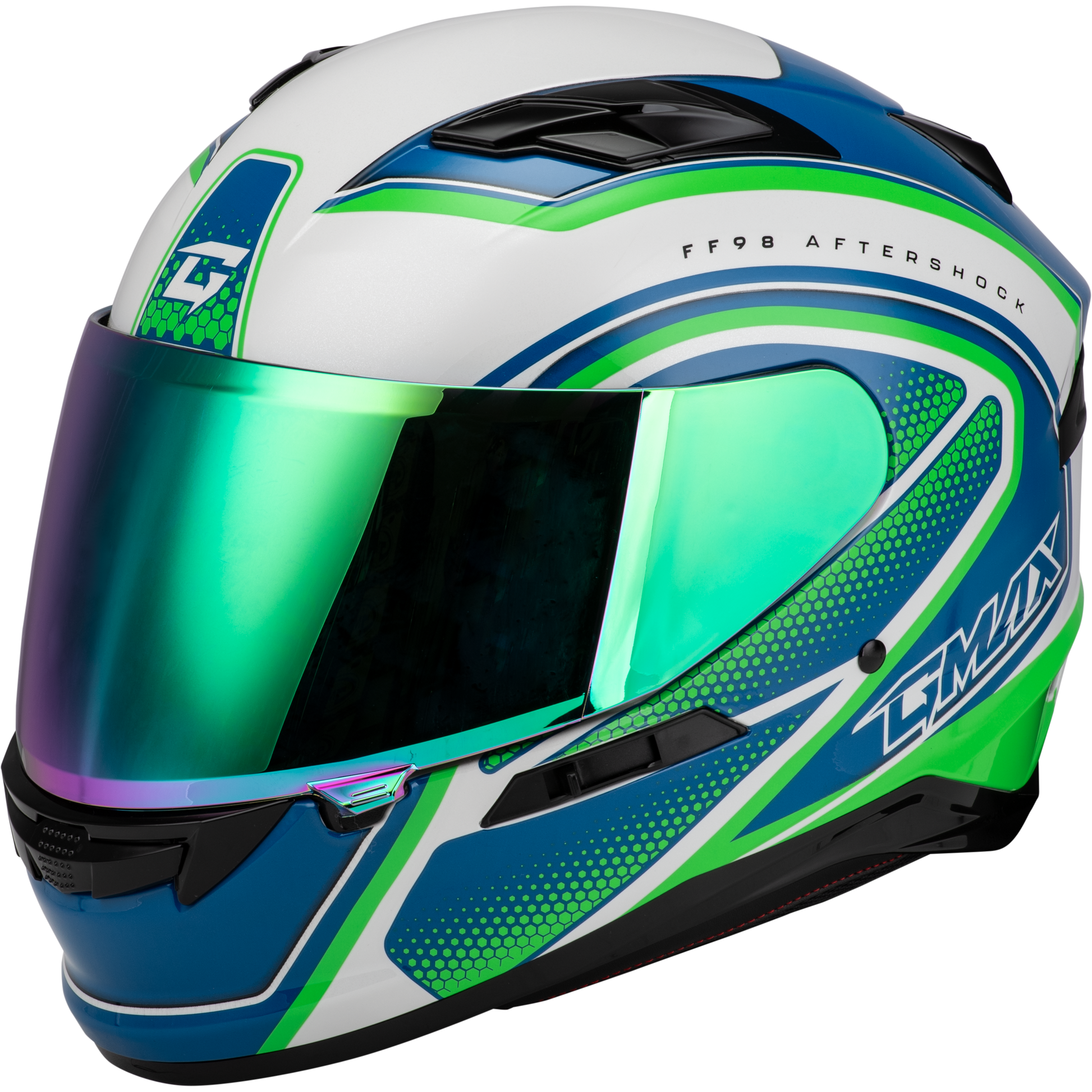 Ff 98 Aftershock Helmet White/Neon Green Xs