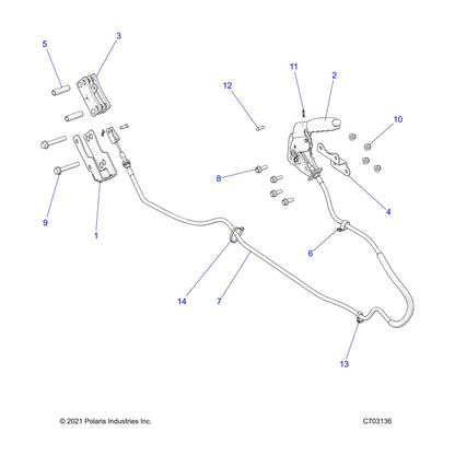 Polaris RZR Parking Brake Cable, Genuine OEM Part 7081965, Qty 1