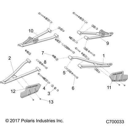 Polaris Ranger A-Arm Weld, Front, Upper, Right, Lime Squeeze, Genuine OEM Part 1022807-630, Qty 1