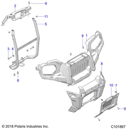 Polaris ATV Front Cover, Lower, Gloss Black, Genuine OEM Part 5451442-070, Qty 1
