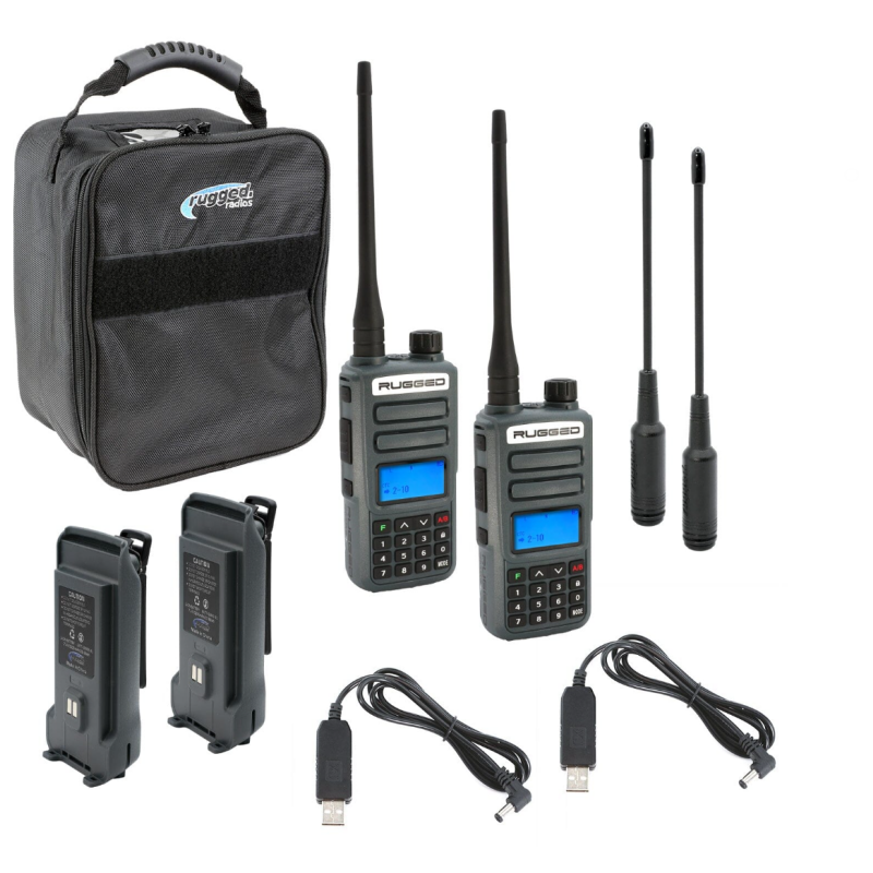 Rugged Radios ADVENTURE PACK - GMR2 PLUS - GMRS / FRS Two Way Handheld Radios with Accessories