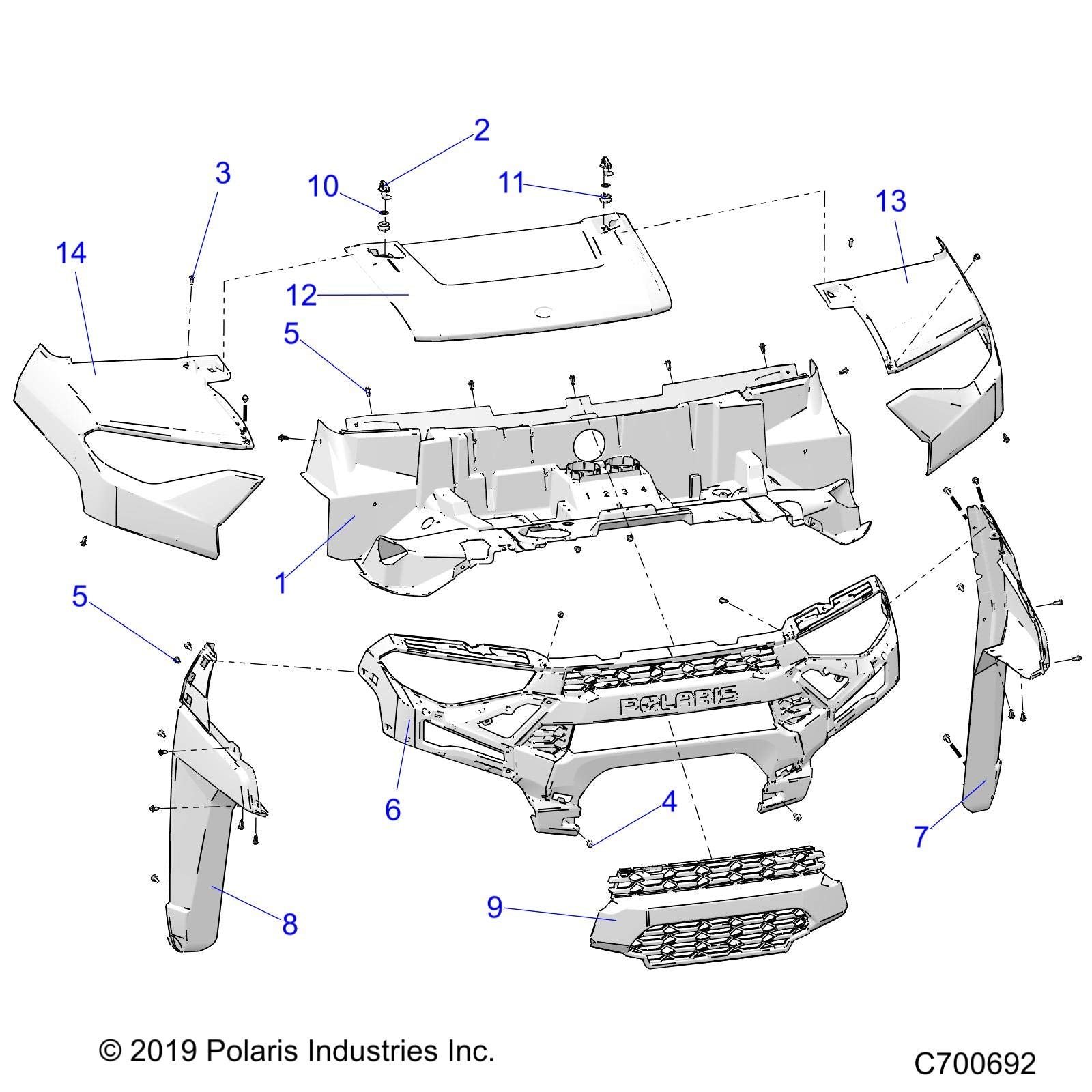 Polaris Ranger Fender, Front, Right, Sands Metallic, Genuine OEM Part 5453725-555, Qty 1
