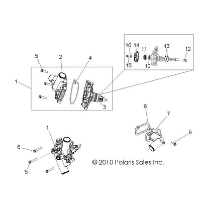 Polaris RZR Waterpump Assembly, Genuine OEM Part 1204348, Qty 1