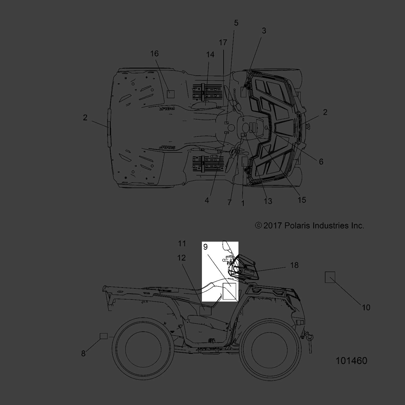 Polaris ATV Side Decal, Left, Genuine OEM Part 7184298, Qty 1