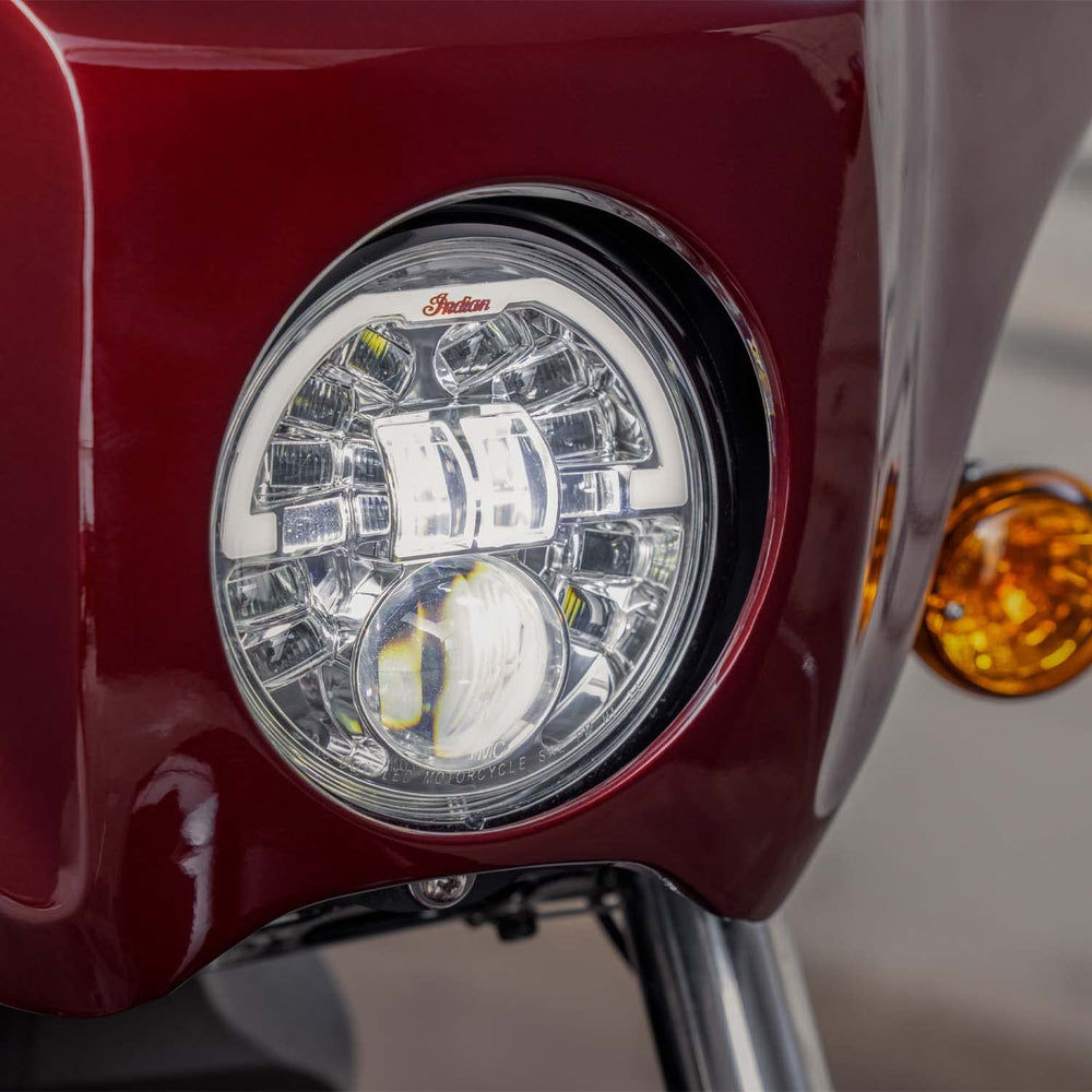 
                      
                        Indian Motorcycle Pathfinder Adaptive 5.75 LED Headlight Assembly, Chrome, for Scout, Scout Bobber, Scout Rogue, Scout Sixty Models and More, 15 Individual Beams, for Night Riding - 2884996-156
                      
                    