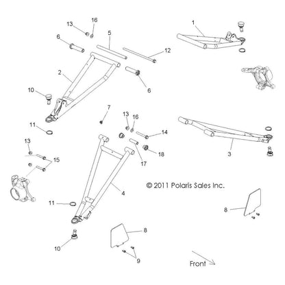 Polaris RZR Control Arm Weld, Front, Lower, Right, Genuine OEM Part 1018357-293, Qty 1