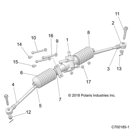 Polaris RZR Steering Gear Box Assembly, Genuine OEM Part 1823632, Qty 1