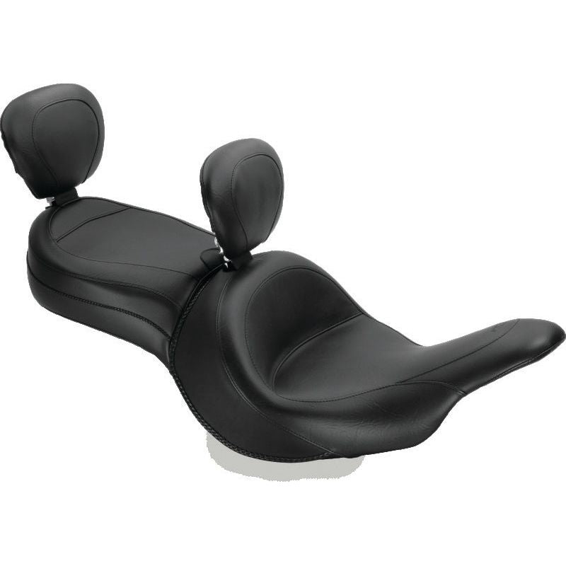 Mustang 11-19 Kawasaki Vulcan 1700, Vaquero Std Touring 1PC Seat w/Driver and Pass Backrest - Black