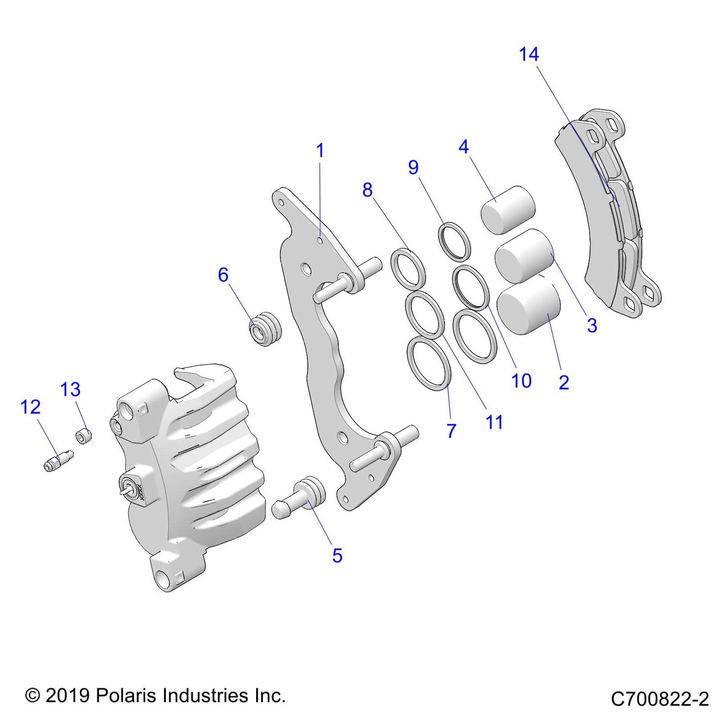 Polaris RZR 3 Piston Brake Caliper, Front, Lower, Genuine OEM Part 1912473, Qty 1