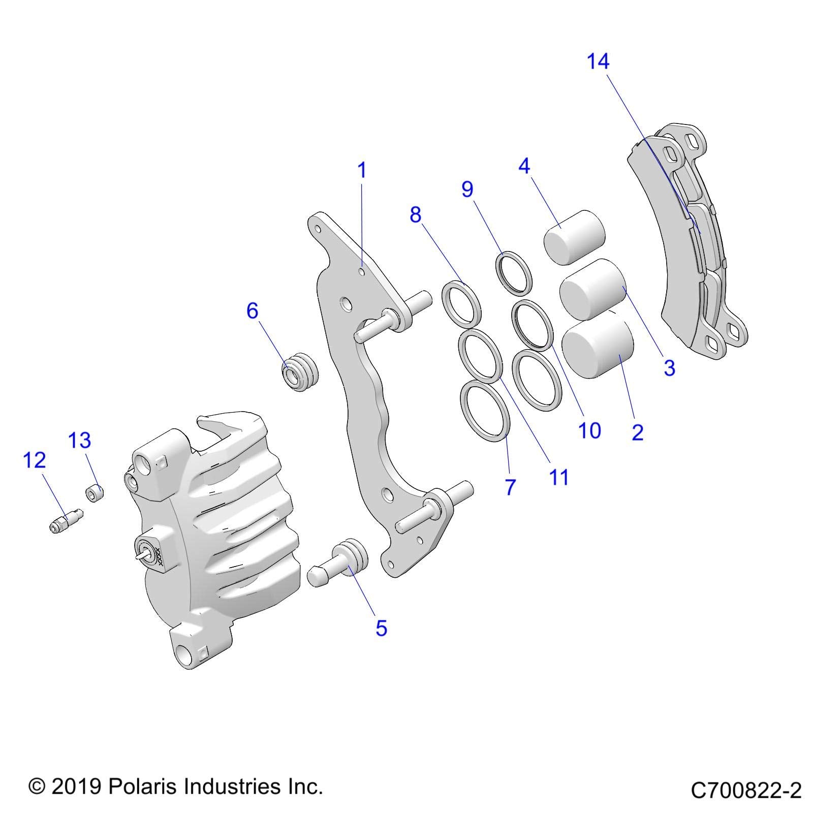 Polaris RZR 3 Piston Brake Caliper, Front, Lower, Genuine OEM Part 1912473, Qty 1