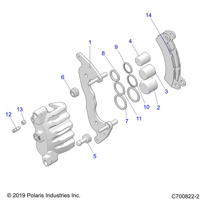 Polaris RZR 3 Piston Brake Caliper, Front, Lower, Genuine OEM Part 1912473, Qty 1