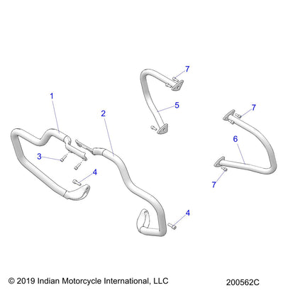 Indian Motorcycle HWY BAR,LH,CHR, Genuine OEM Part 1024732-156, Qty 1