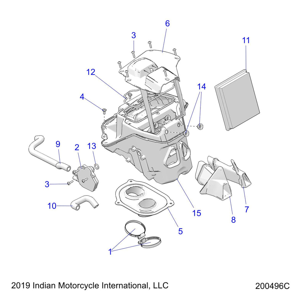 
                      
                        Indian Motorcycle Air Intake Box, Genuine OEM Part 1205980, Qty 1
                      
                    