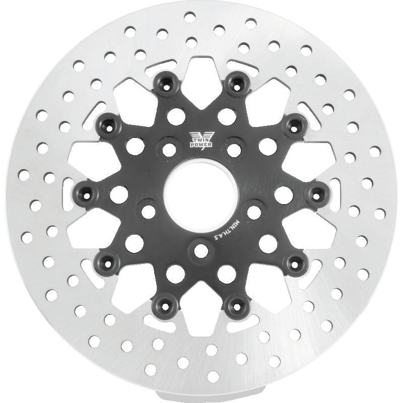 Twin Power 84-17 Big Twin Exc 08-17 FLH FLT Rear 11.5 Floating Rotor Black Mesh