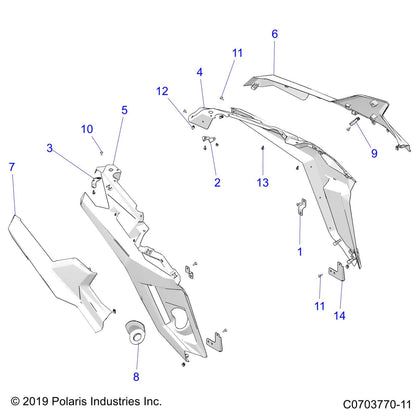 Polaris RZR Fender Flare, Rear, Right, Gloss Black, Genuine OEM Part 5455187-070, Qty 1