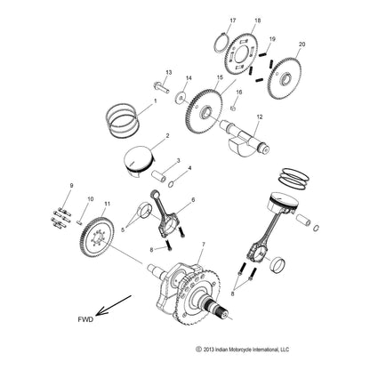 Indian Motorcycle Crankshaft Assembly, 56.5 mm, Genuine OEM Part 3023078, Qty 1