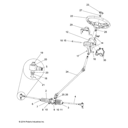 Polaris Ranger Steering Gear Box Assembly, Genuine OEM Part 1824147, Qty 1