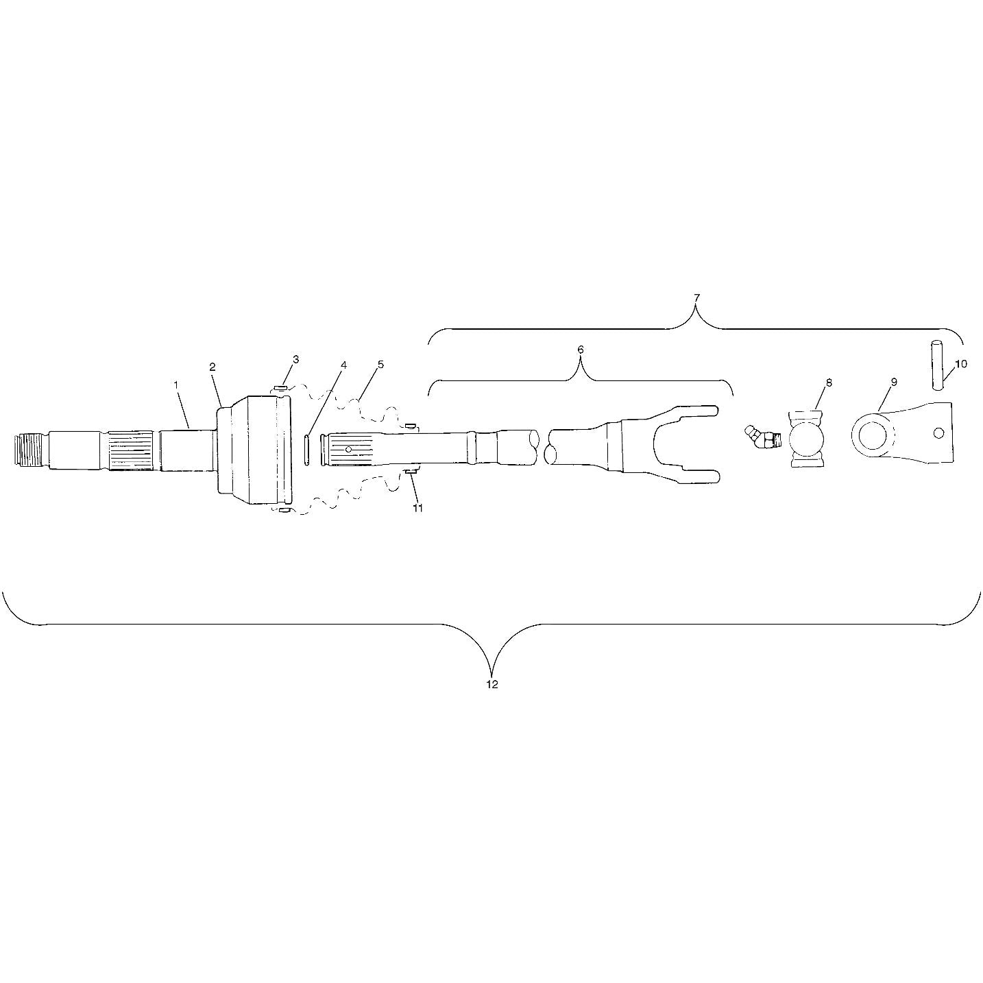 Polaris ATV Drive Shaft with Sleeve Kit, Genuine OEM Part 2200960, Qty 1