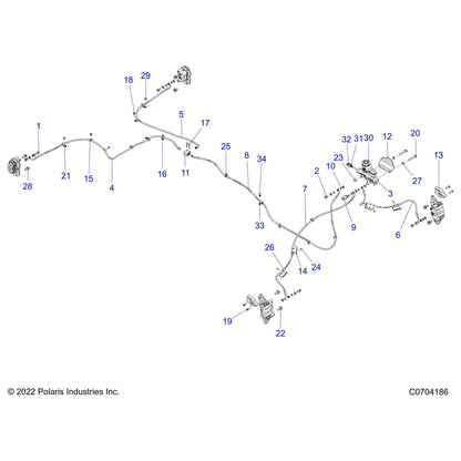 Polaris Ranger Brake Line, Genuine OEM Part 1913005, Qty 1