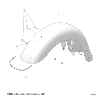 Indian Motorcycle Front Fender Assembly, SMKSG, Genuine OEM Part 1024381-685, Qty 1