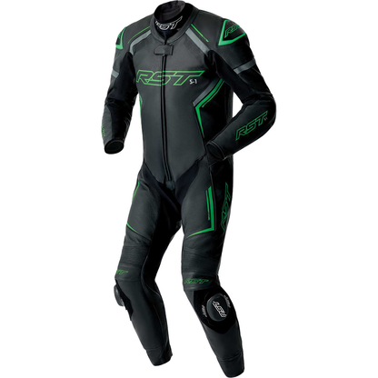 S1 D3o Suit Blk/Gry/Flo Grn Leather Lg