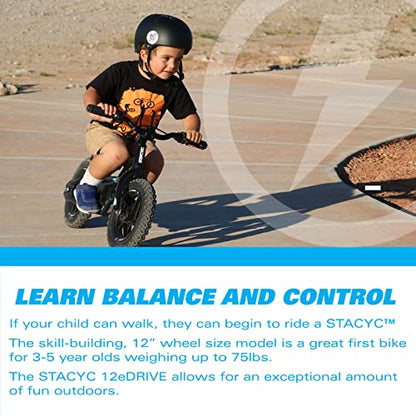 STACYC 12EDrive - 12" Electric Balance Bike, Motorcycle, MX, BMX, ride-on toy for kids, with 2AH Battery and Charger