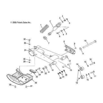 Polaris ATV Chain Slider, Gloss Black, Genuine OEM Part 5435676-070, Qty 1
