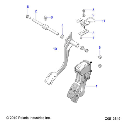 Polaris Slingshot WELD-PEDAL,BRAKE,FLAT BLACK, Genuine OEM Part 1023351-463, Qty 1
