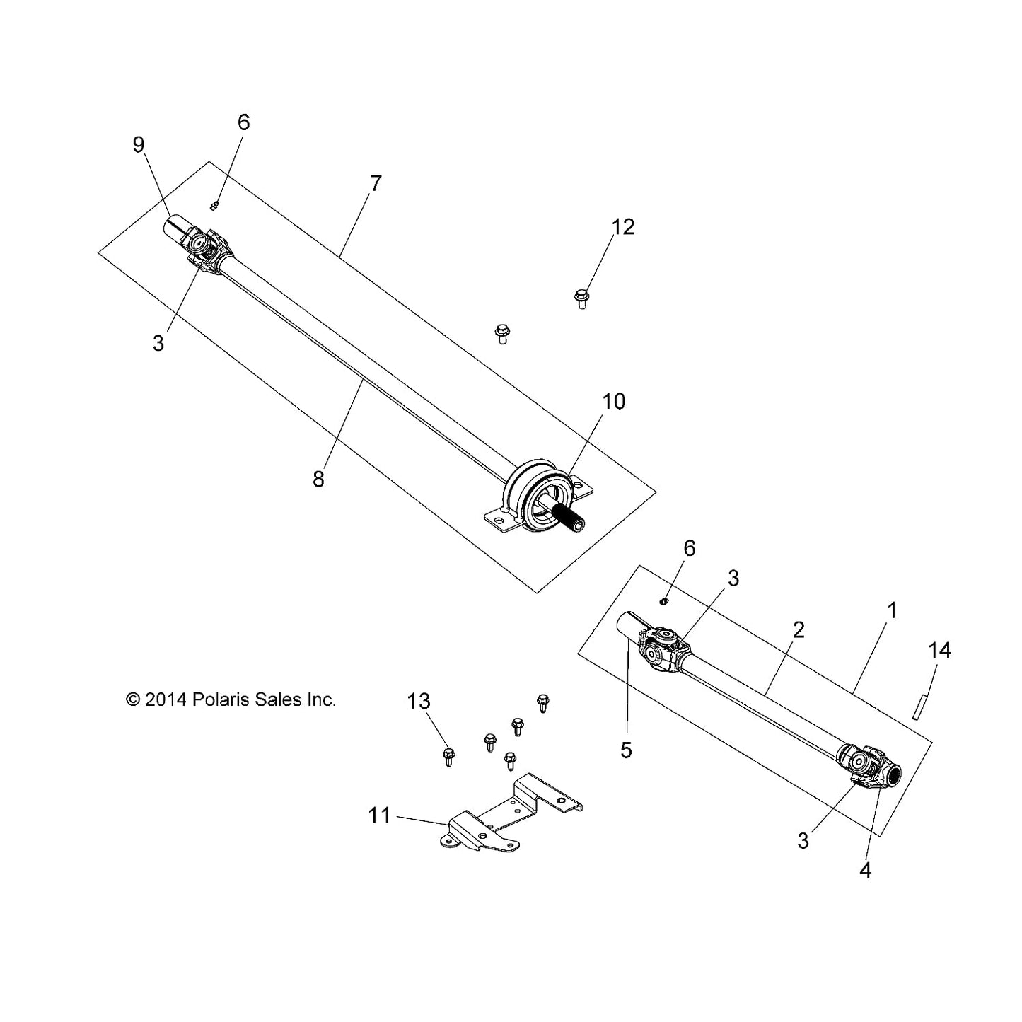 Polaris RZR Rear Propshaft Assembly, Genuine OEM Part 1333425, Qty 1