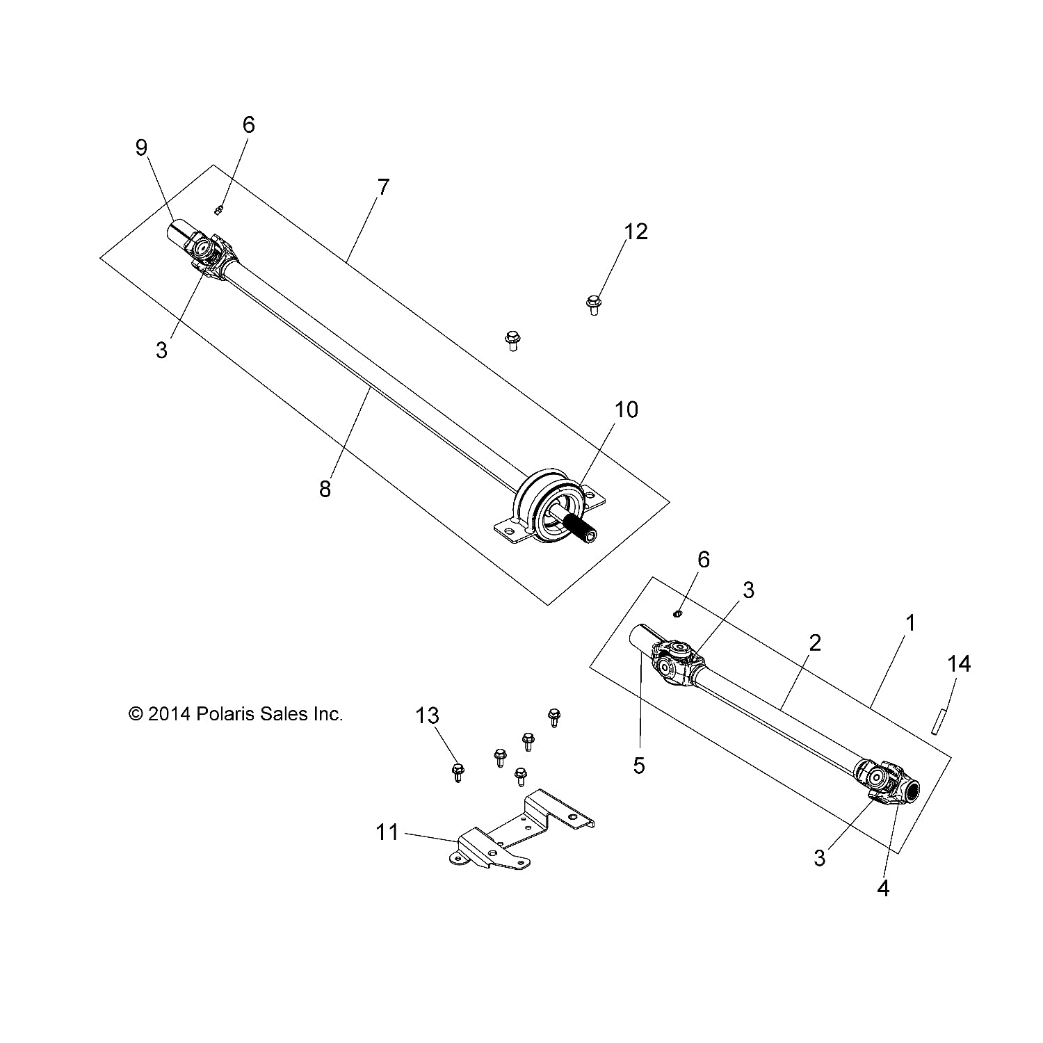 Polaris RZR Rear Propshaft Assembly, Genuine OEM Part 1333425, Qty 1