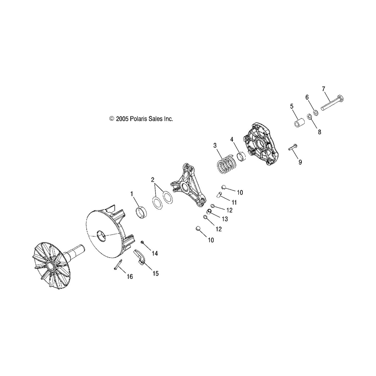 Polaris Ranger Basic Drive Clutch, Wide, Genuine OEM Part 1322522, Qty 1