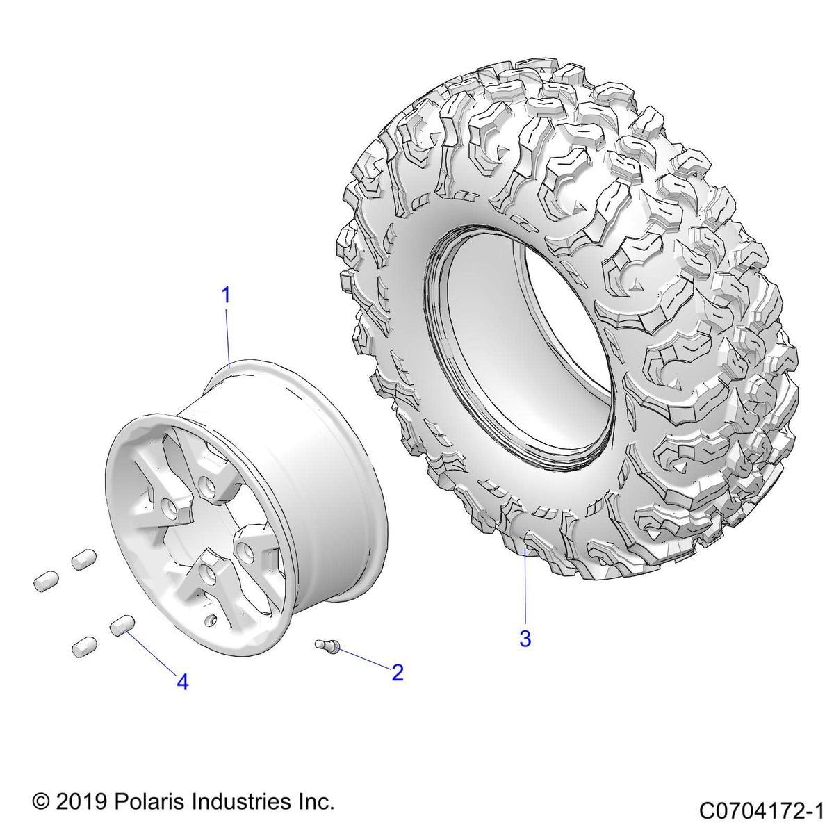 Polaris RZR Rim, 14 x 7, Genuine OEM Part 1523324-744, Qty 1