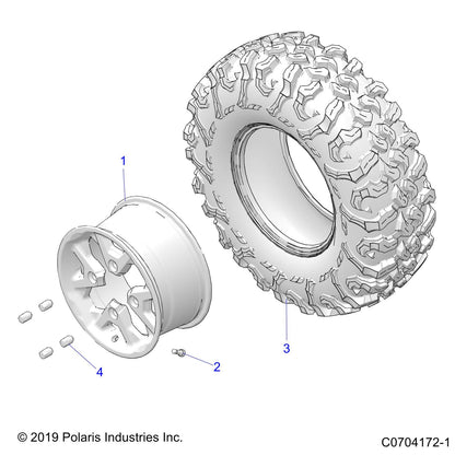 Polaris RZR Rim, 14 x 7, Genuine OEM Part 1523324-744, Qty 1