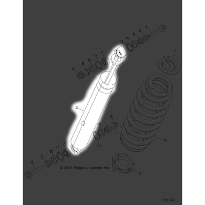Polaris Ranger Shock, Rear, Genuine OEM Part 7044730, Qty 1
