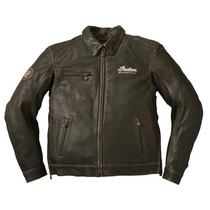 Indian Motorcycle Men's Leather Classic Riding Jacket with Removable Lining, Dark Brown - L - 286082806