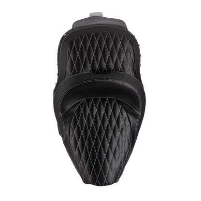 Indian Motorcycle Extended Reach Touring Heated Rider Passenger Seat, 2-Up, Black Genuine Leather, for Specific Chief, Chieftain, Springfield, Roadmaster Models, for Taller Riders - 2882423-02