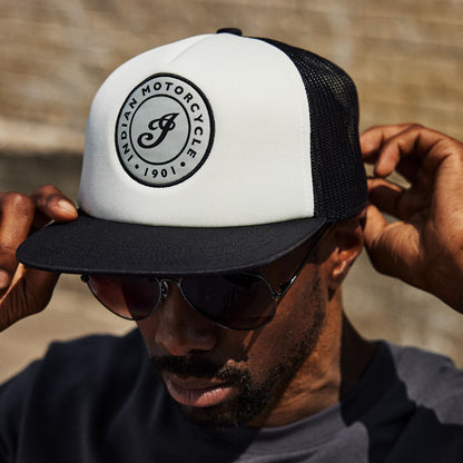 Indian Motorcycle Black and White I Script Flat Peak Cap, Multi - O/S - 2833443