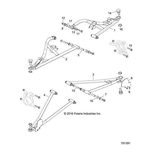 Polaris RZR Control Arm, Front, Lower, Right Hand, Indian Sky Blue, Genuine OEM Part 1021481-737, Qty 1