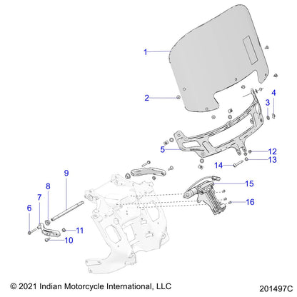 Indian Motorcycle Polycarbonate 16 in. Mid Windshield, Tinted - 2883708-02