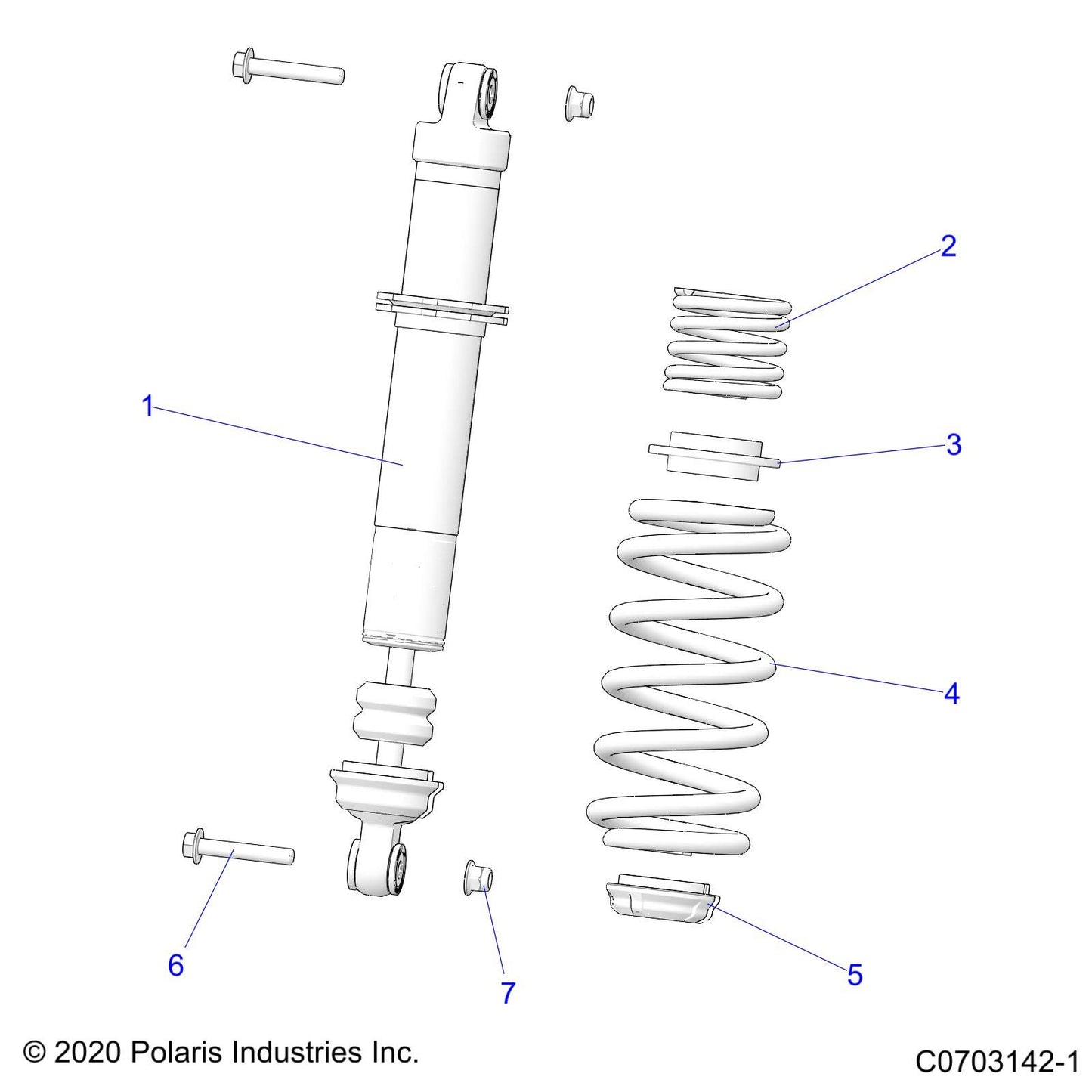 Polaris RZR Mono Shock, Rear, Genuine OEM Part 7045411, Qty 1