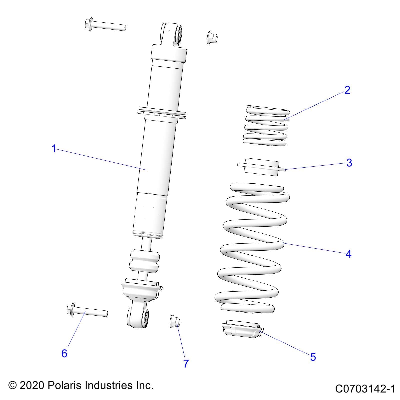 Polaris RZR Mono Shock, Rear, Genuine OEM Part 7045411, Qty 1