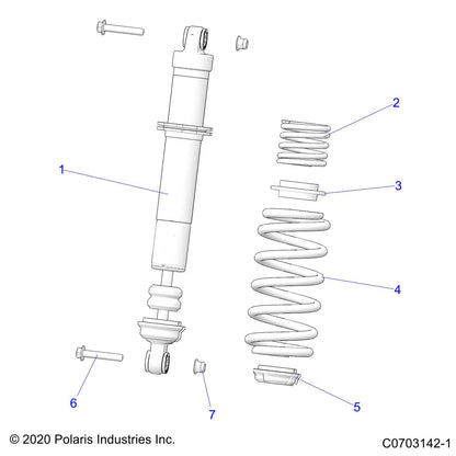 Polaris RZR Mono Shock, Rear, Genuine OEM Part 7045411, Qty 1